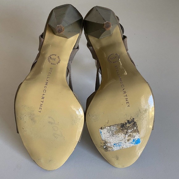 STELLA MCCARTNEY Sandal Open Toe Ankle Strap Suede Canvas Buckle Cone He… - Picture 8 of 11